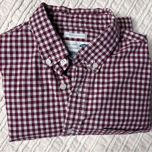 Old Navy Men's Maroon Plaid Button Down Shirt
